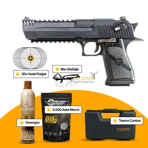 WE AW Desert Eagle .50AE Siyah Blowback Airsoft Tabanca (Greengas)