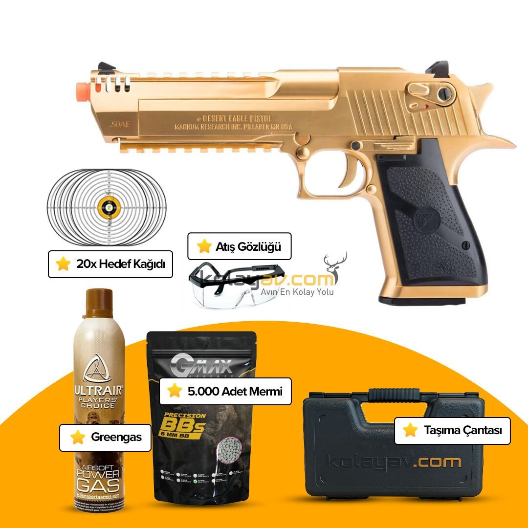 WE AW Desert Eagle L.50AE Rail Altın Blowback Airsoft Tabanca (Greengas)