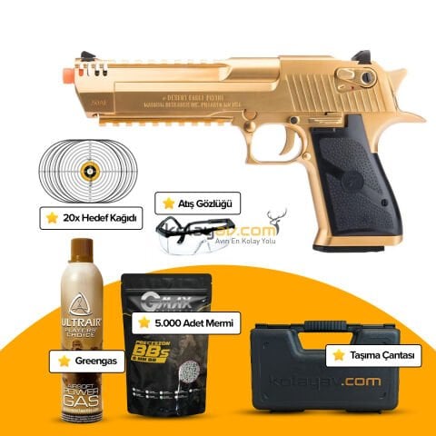 WE AW Desert Eagle L.50AE Rail Altın Blowback Airsoft Tabanca (Greengas)