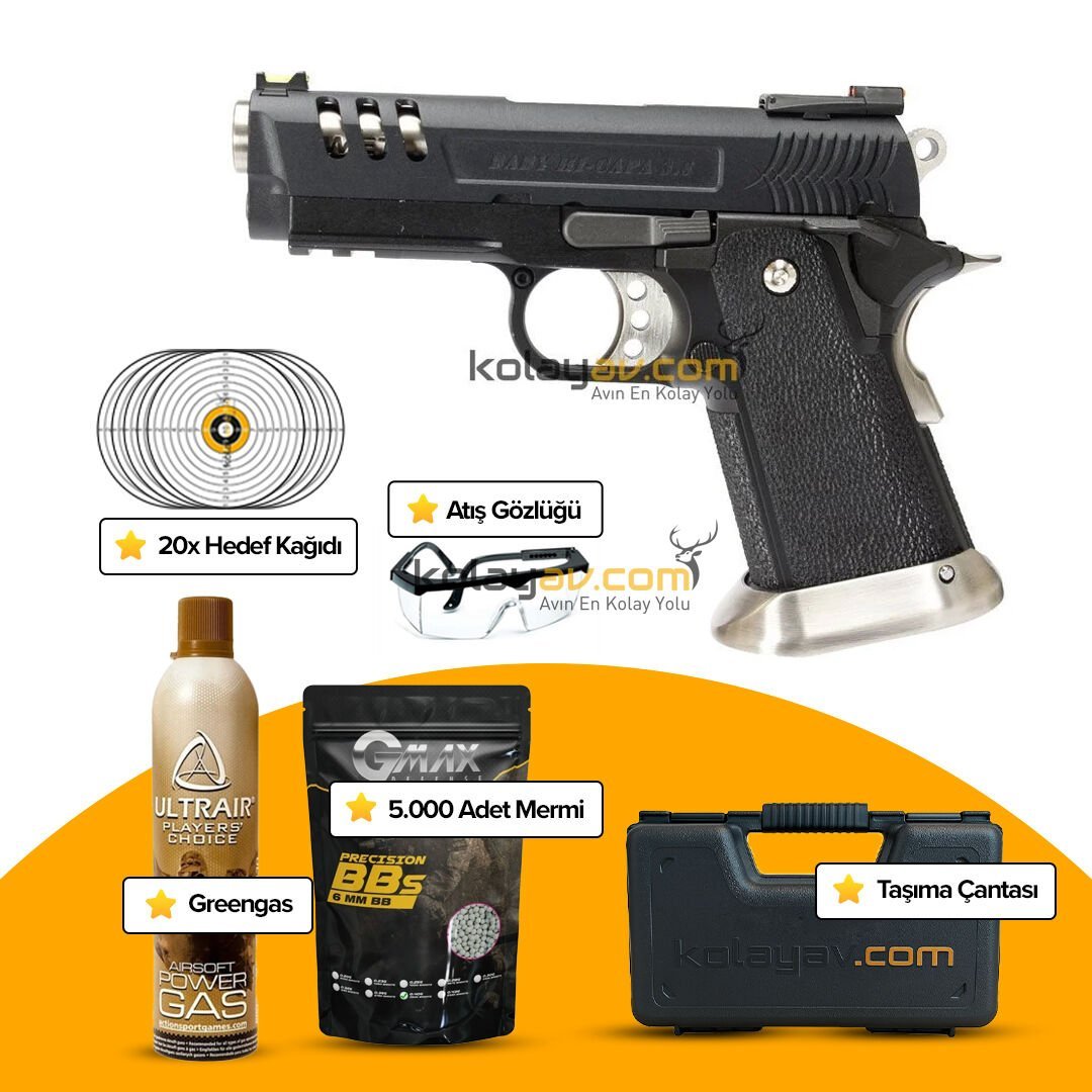 WE Colt 3.8 Hi-Capa DEI Gümüş Blowback Airsoft Tabanca (Greengas)