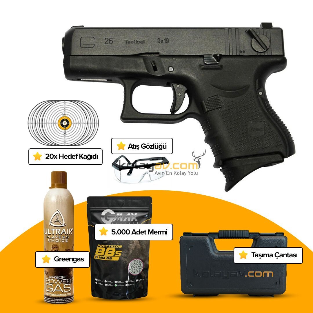 WE Glock G26 Gen4 Blowback Airsoft Tabanca Siyah (Greengas)