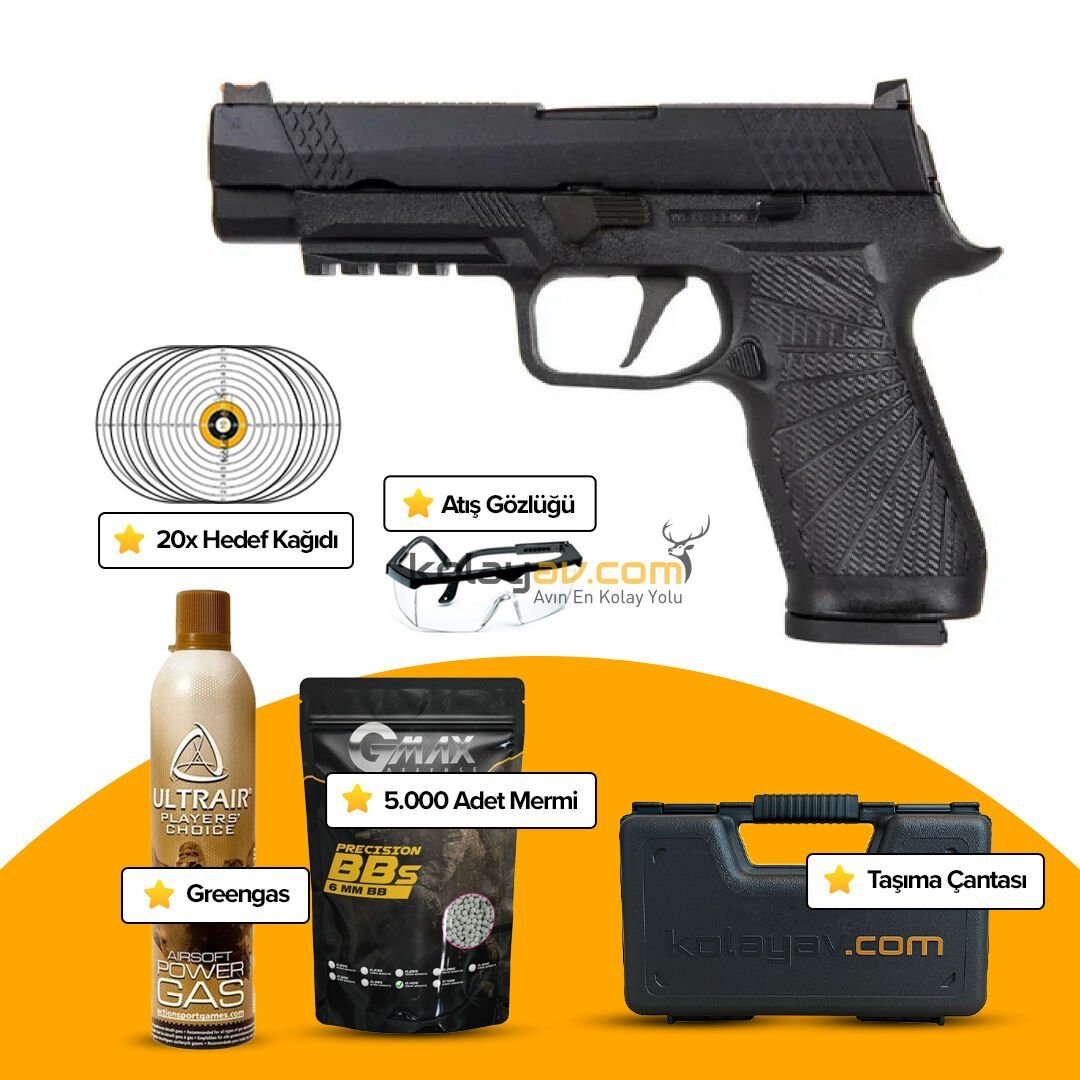 WE Sig Sauer P320 M17 Wilson Combat Blowback Airsoft Tabanca Siyah (Greengas)