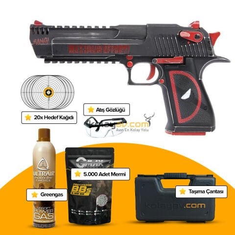 WE Deadpool x Magnum Research Inc. Desert Eagle 50AE Blowback Airsoft Tabanca (Greengas)