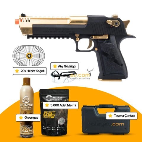 WE AW Desert Eagle L6 Blowback Airsoft Tabanca Gold (Greengas)