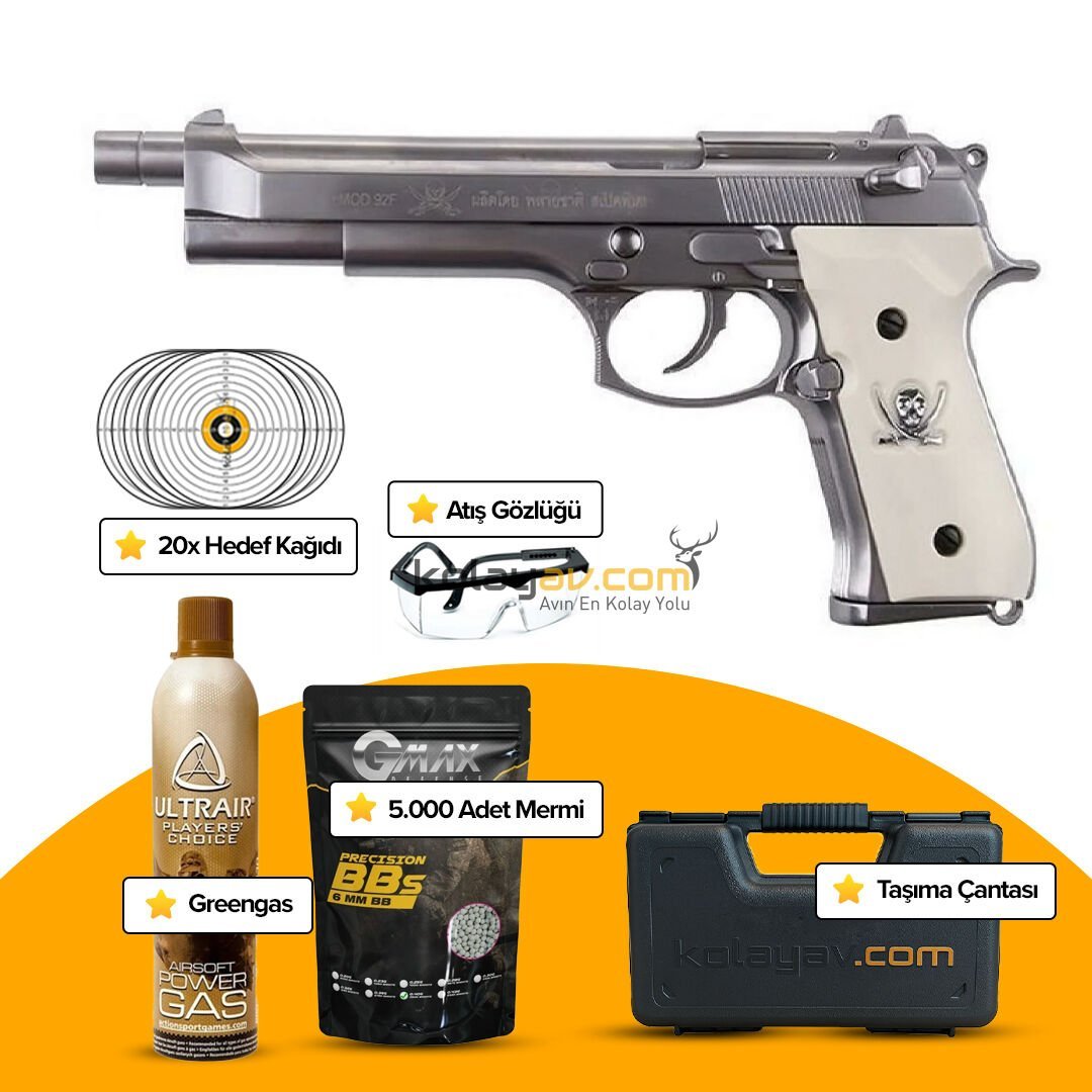 WE M92L Sword Cutlass Blowback Full Metal Airsoft Tabanca (Greengas)