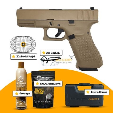 WE Glock 19XL Gen5 Tan Blowback Airsoft Tabanca (Greengas)