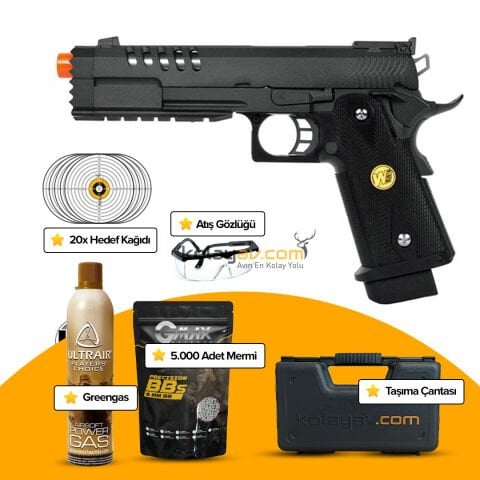 WE CQB Master Full Metal Hyper Strike Hi-Capa Blowback Airsoft Tabanca (Greengas)