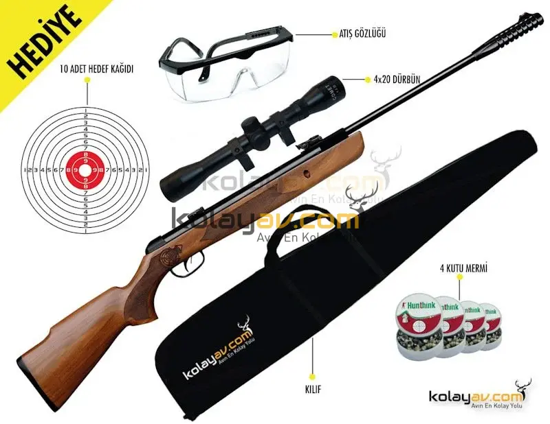 KRAL N-01 Gerçek Ahşap Havalı Tüfek (Full Set)