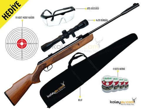 KRAL N-01 Gerçek Ahşap Havalı Tüfek (Full Set)
