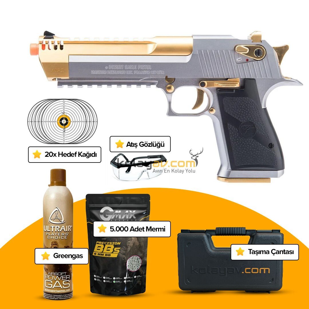WE AW Desert Eagle L6 Gold Silver Blowback Airsoft Tabanca (Greengas)