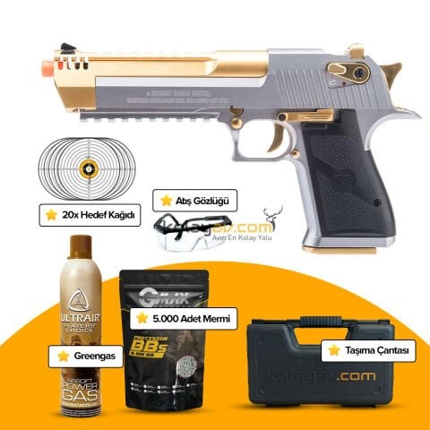 WE AW Desert Eagle L6 Gold Silver Blowback Airsoft Tabanca (Greengas)