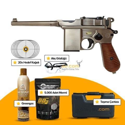 WE Mauser M712 Damgalı Gümüş Blowback Airsoft Tabanca (Greengas)