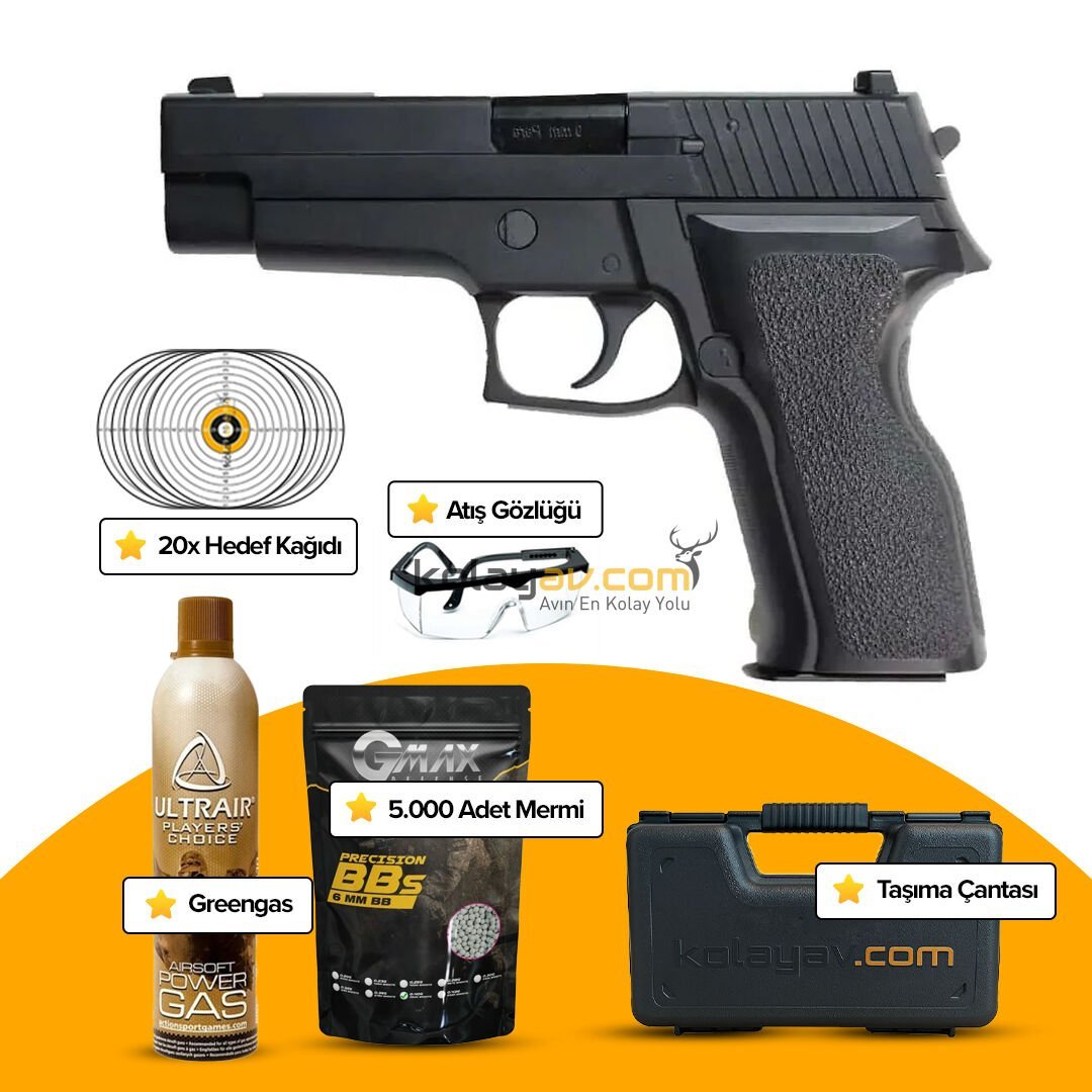 WE F226 E2 Rail Siyah Blowback Airsoft Tabanca (Greengas)