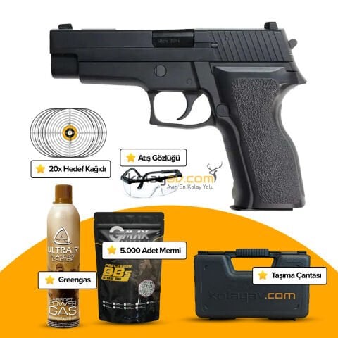 WE F226 E2 Rail Siyah Blowback Airsoft Tabanca (Greengas)