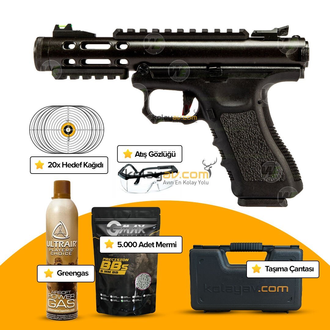 WE Galaxy BK Glock/Ruger Hybrid Blowback Airsoft Tabanca (Greengas)