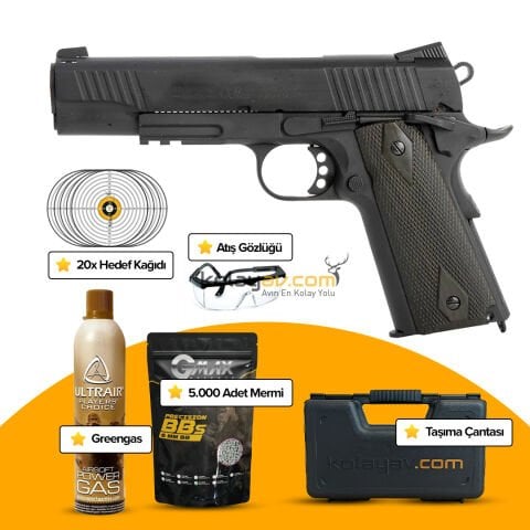 WE Colt 1911 MEU Rail Siyah Blowback Airsoft Tabanca (Greengas)