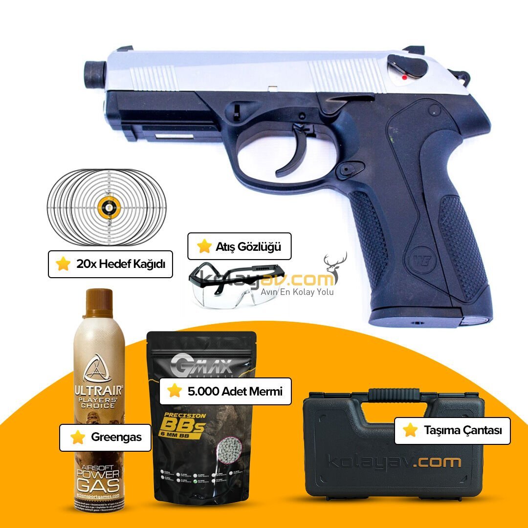 WE Bulldog EX-L PX4 Gümüş Blowback Airsoft Tabanca (Greengas)