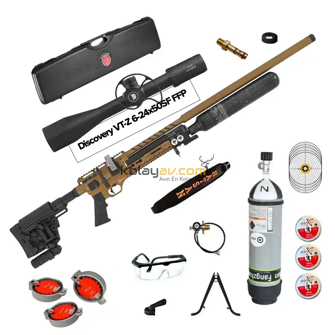 Hatsan Factor Sniper L Long FDE FFP Dürbün + Scuba PCP Havalı Tüfek, 6.35mm (Cosmos Full Set)