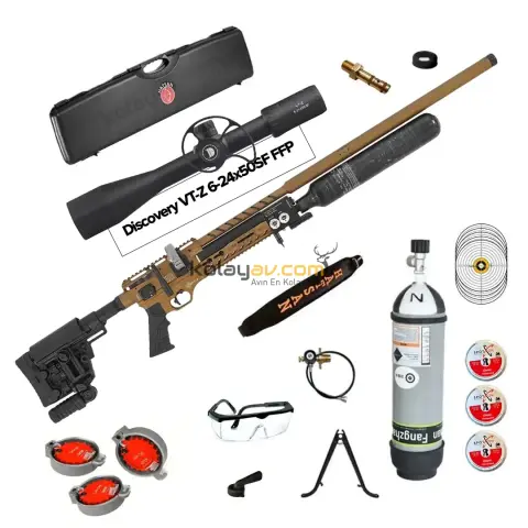 Hatsan Factor Sniper L Long FDE FFP Dürbün + Scuba PCP Havalı Tüfek, 6.35mm (Cosmos Full Set)