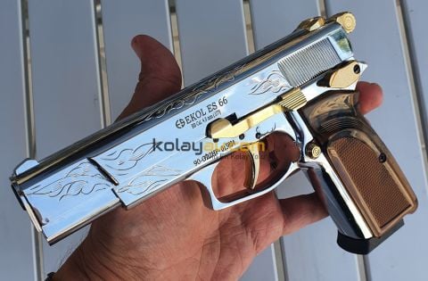 EKOL ES 66 Havalı Tabanca 4.5 mm - Parlak Beyaz İşlemeli