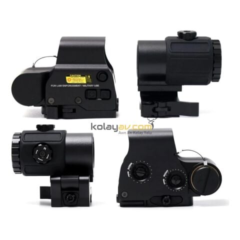 SOTAC 558 Red & Green Dot Holografik Reflex Nişangah ve G43 3X Yakınlaştırıcı Set (Flip QD Montajlı) - Siyah
