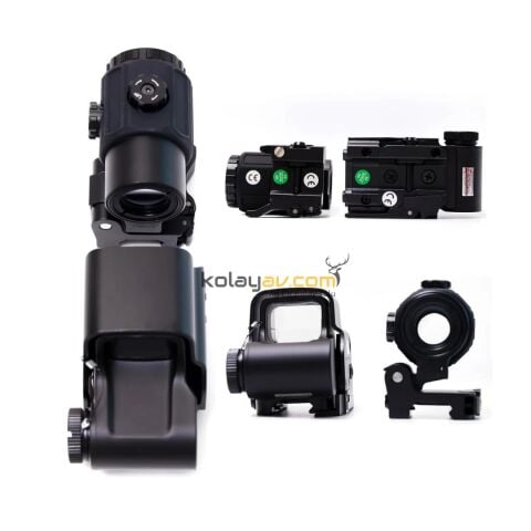 SOTAC 558 Red & Green Dot Holografik Reflex Nişangah ve G43 3X Yakınlaştırıcı Set (Flip QD Montajlı) - Siyah