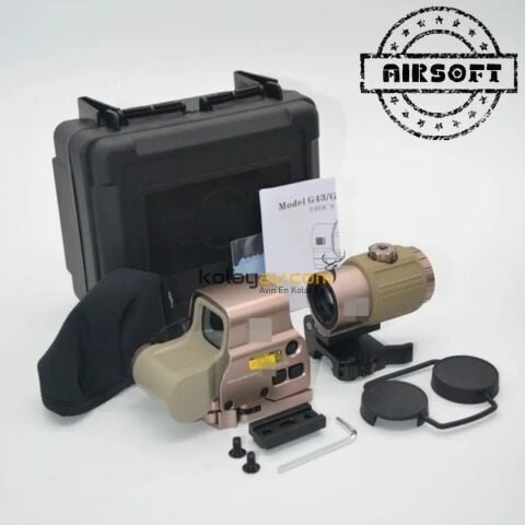 SOTAC 558 Red & Green Dot Holografik Reflex Nişangah ve G43 3X Yakınlaştırıcı Set (Flip QD Montajlı) - Bronz
