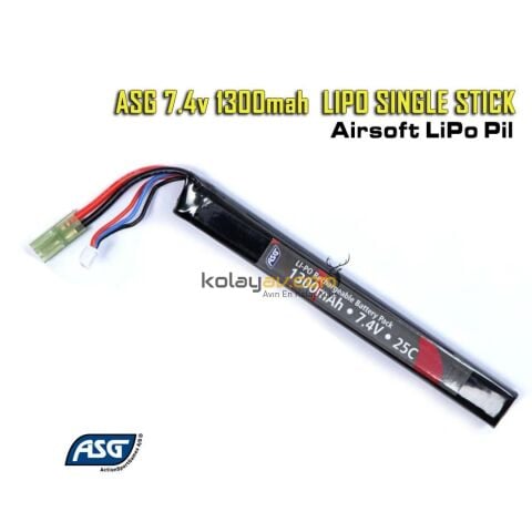 ASG 7.4V 1300mAh Single Stick Airsoft LiPo Pil