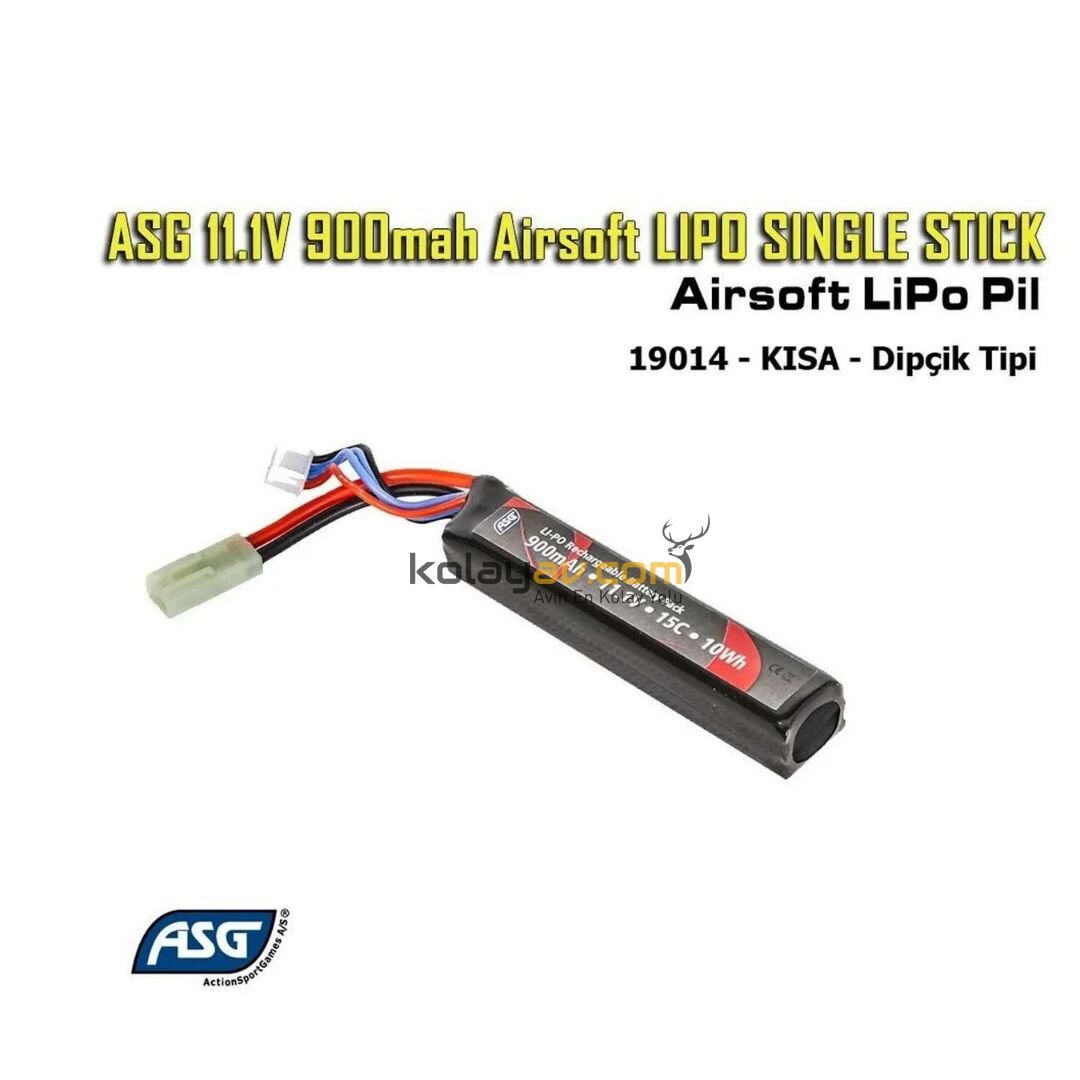 ASG Airsoft LiPo Pil 11.1V 900mAh 15C Single Stick
