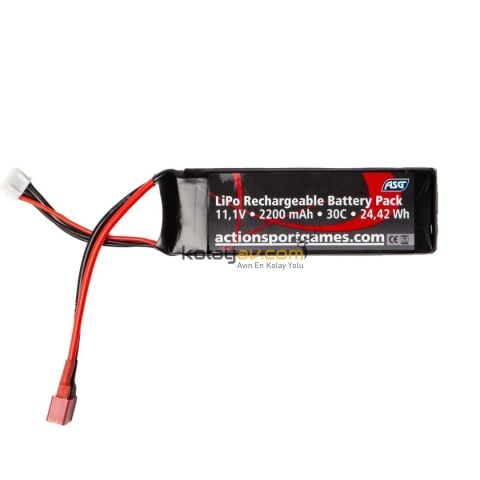ASG 11.1V 2200 mAh 30C Airsoft LiPo Pil T-Plug