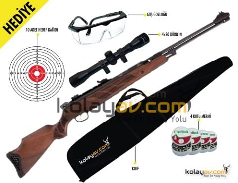 Hatsan Torpedo 155 Ağaç Havalı Tüfek, 5.5mm (Full Set) 4x32