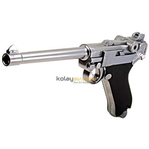 WE P08 Luger 6'' Silver Blowback Airsoft Tabanca (Greengas)