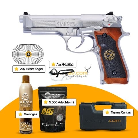 WE Samurai Edge M9 Gümüş Blowback Airsoft Tabanca (Greengas)