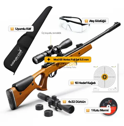 Hatsan Mod 65 Vortex Havalı Tüfek, 5.5mm (Full Set) 4x32