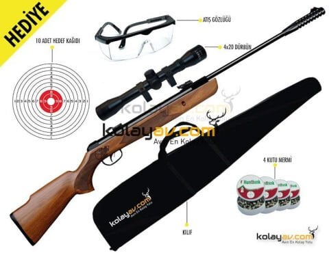 KRAL N-01 Gerçek Ahşap Havalı Tüfek 4.5mm (Full Set)