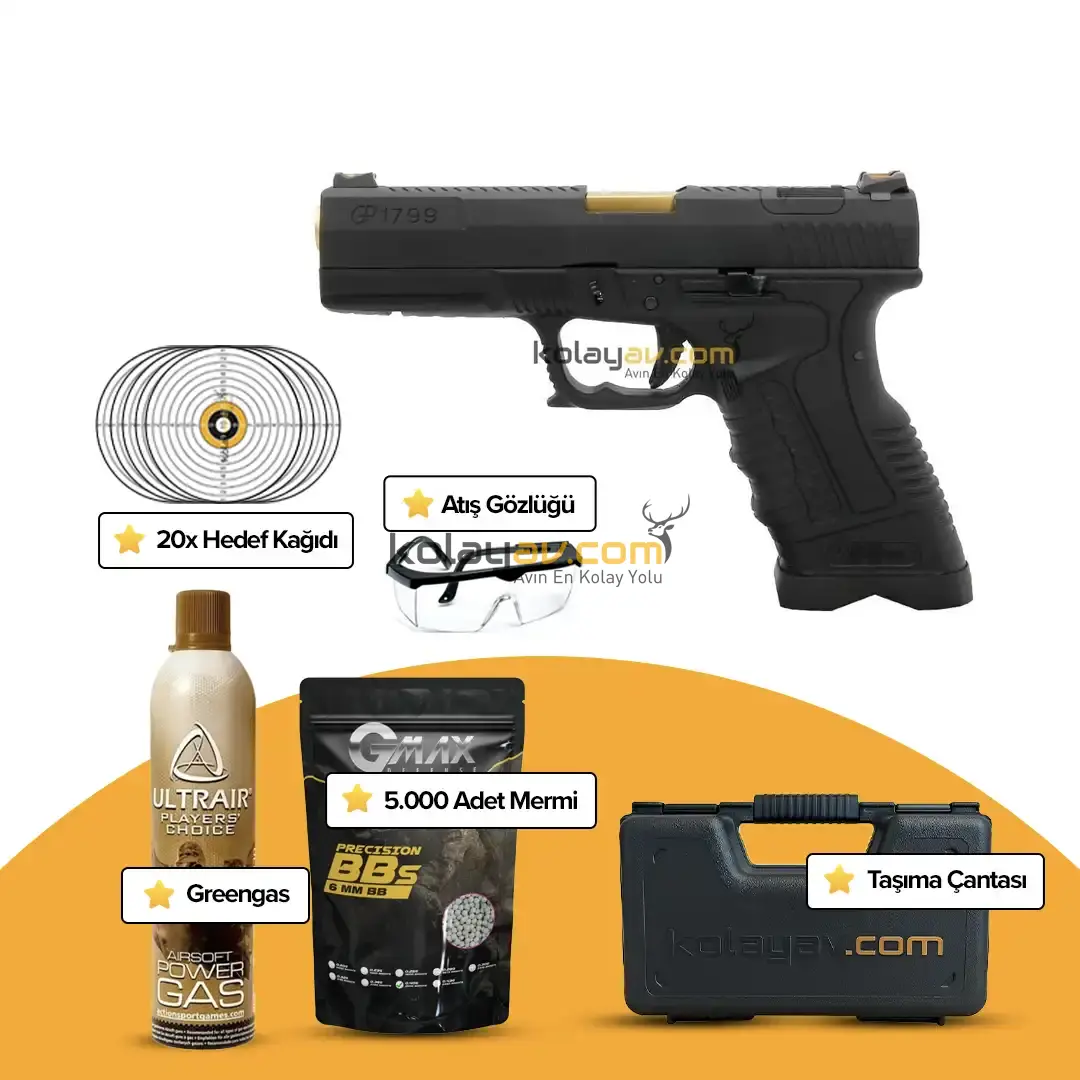 WE GP1799 T1 Blowback Airsoft Tabanca (Greengas)