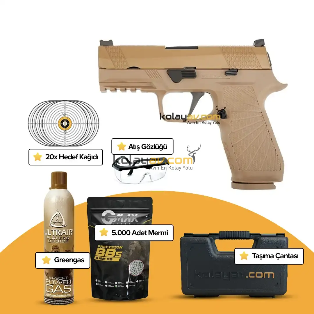 WE F18 V2 Tan Blowback Airsoft Tabanca (Greengas)