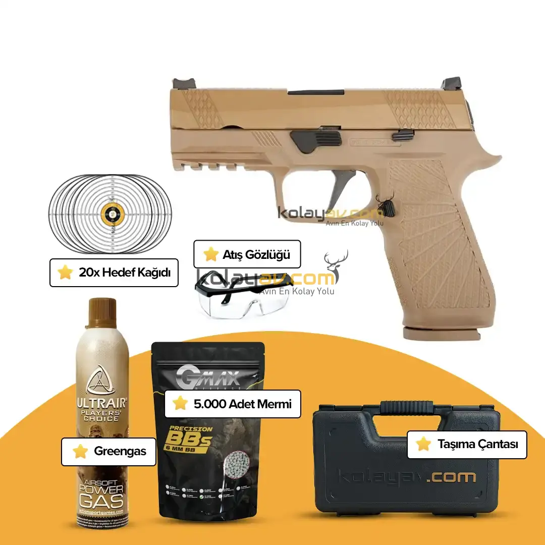 WE F18 V2 Tan Blowback Airsoft Tabanca (Greengas)