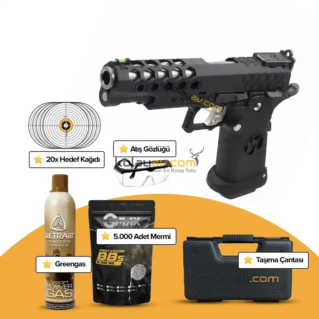AW Custom 5.1 HEX-CUT Hi-Capa Blowback Airsoft Tabanca (Greengas)