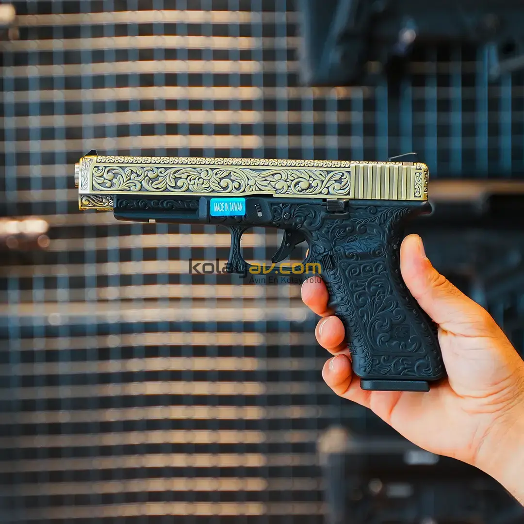 WE Glock 34 Ivory Gravürlü Blowback Airsoft Tabanca (Greengas)