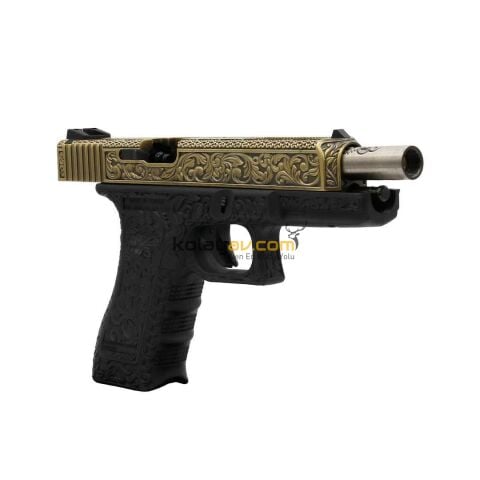 WE Glock 34 Ivory Gravürlü Blowback Airsoft Tabanca (Greengas)