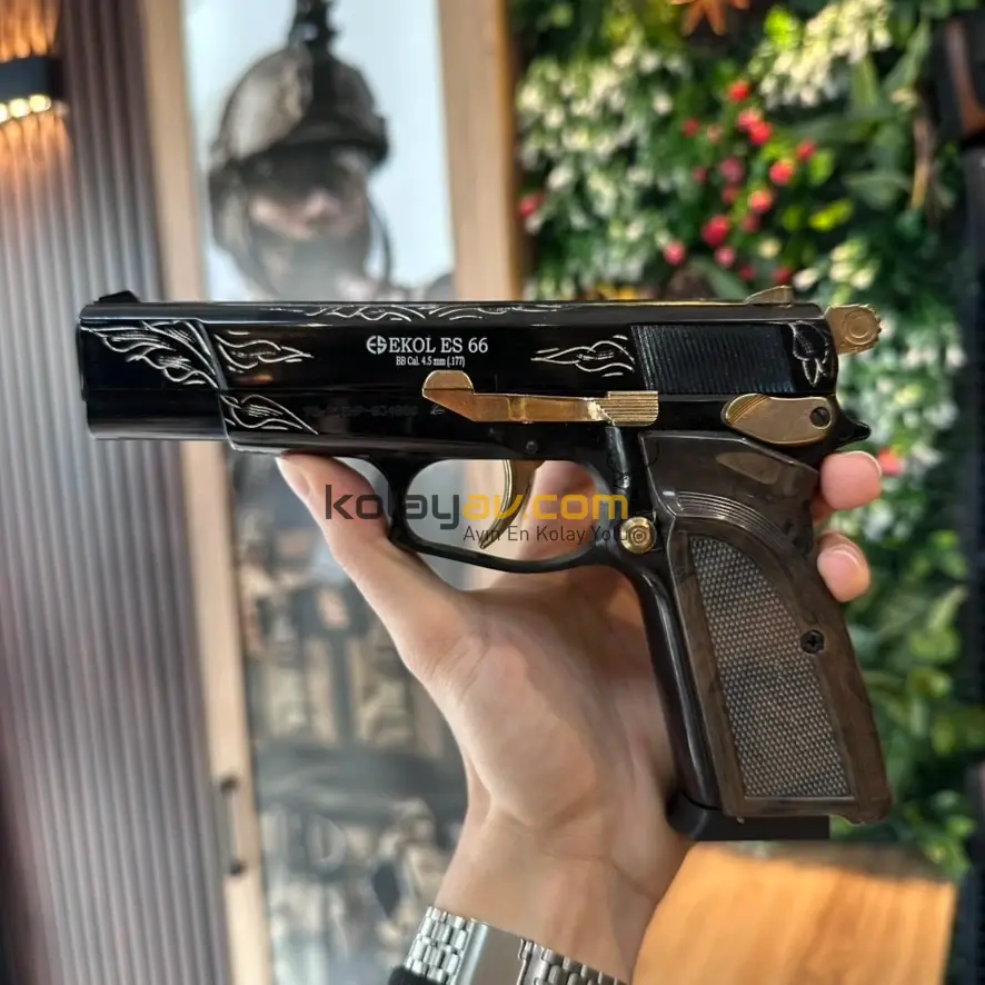 EKOL ES 66 Havalı Tabanca 4.5 mm - Parlak Siyah İşlemeli