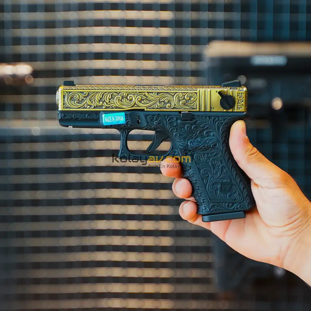 WE Glock 23 Ivory Gravürlü Blowback Airsoft Tabanca (Greengas)