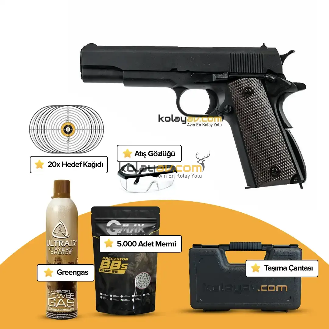 WE Colt 1911 Gen2 Blowback Airsoft Tabanca (Greengas)