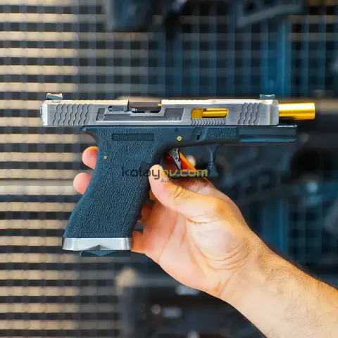 WE Glock 34 T1 Gümüş Blowback Airsoft Tabanca (Greengas)