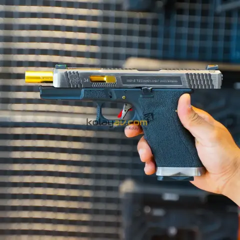WE Glock 34 T1 Gümüş Blowback Airsoft Tabanca (Greengas)