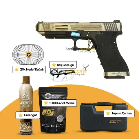 WE Glock 34 T1 Gümüş Blowback Airsoft Tabanca (Greengas)