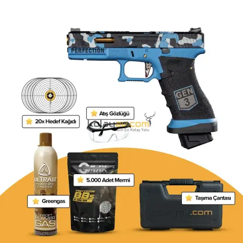 WE Glock 17 Custom Blowback Airsoft Tabanca (Greengas)