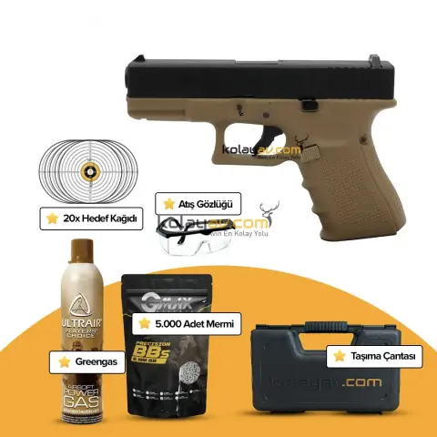 WE Glock 19 Gen4 Tan Blowback Airsoft Tabanca (Greengas)