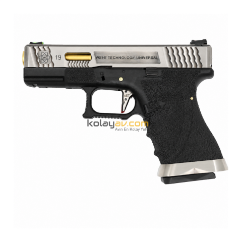 WE Glock 19 T1 Gümüş Blowback Airsoft Tabanca (Greengas)